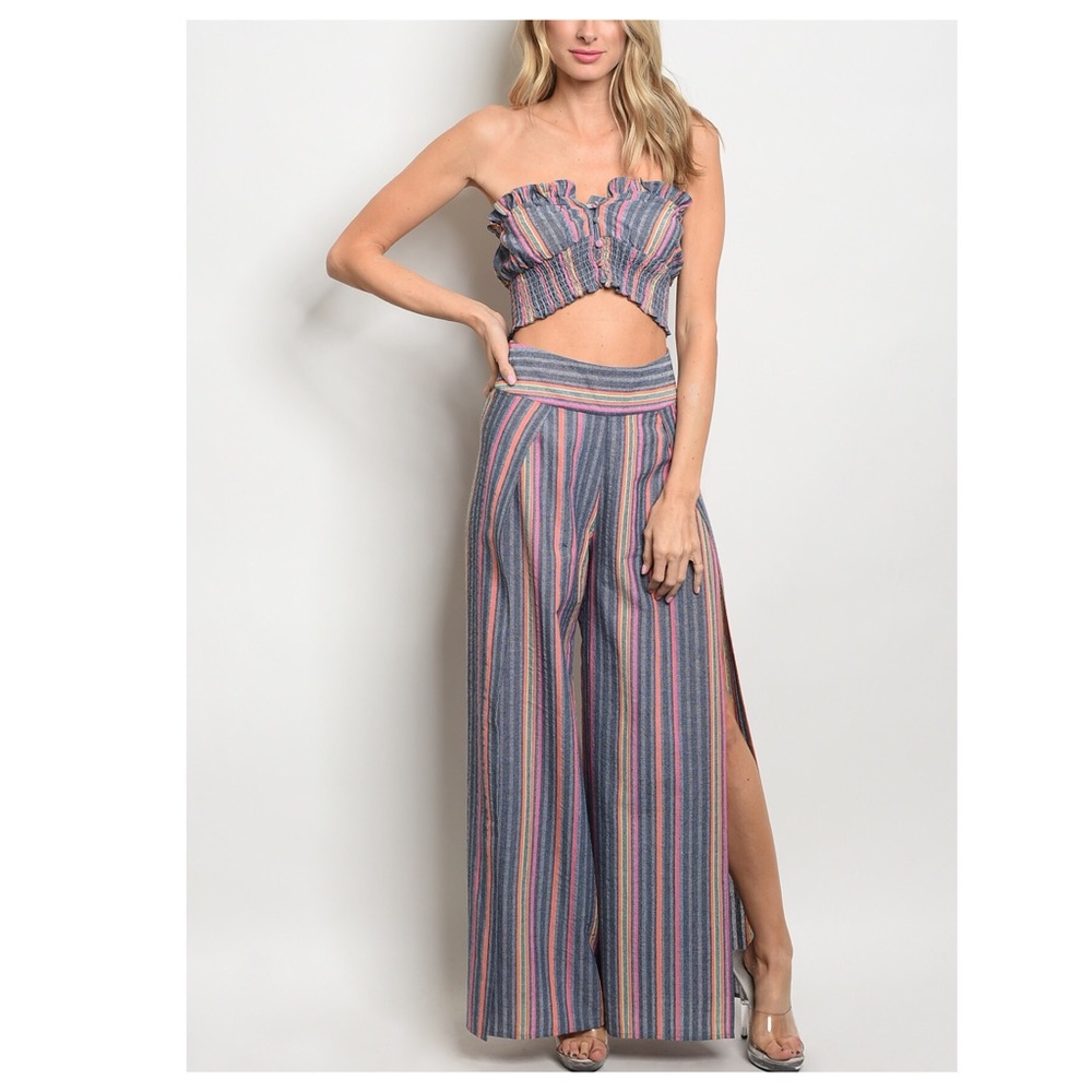 Multicolor Striped 2 piece Set - Picture 4 of 5